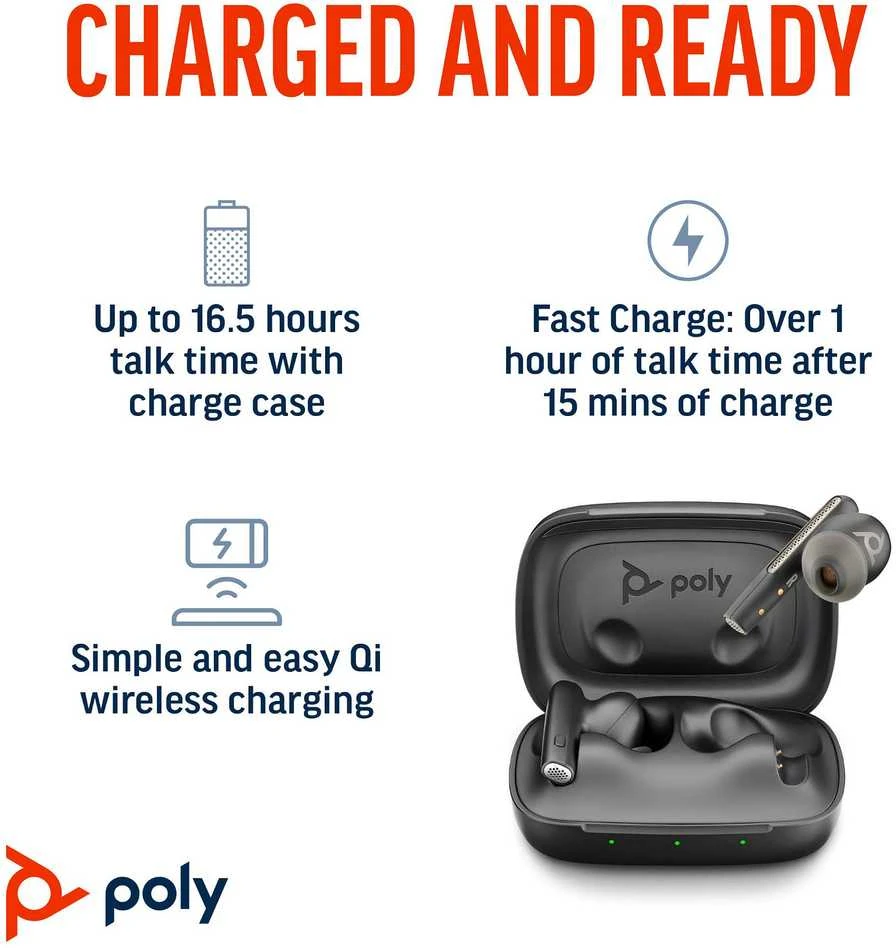 Ausinės Hewlett Packard (HP) HP Poly Voyager Free 60+ UC M Carbon Juodas Earbuds +BT700 USB-C Adapteris +Jutiklinis ekranas Charge Case
