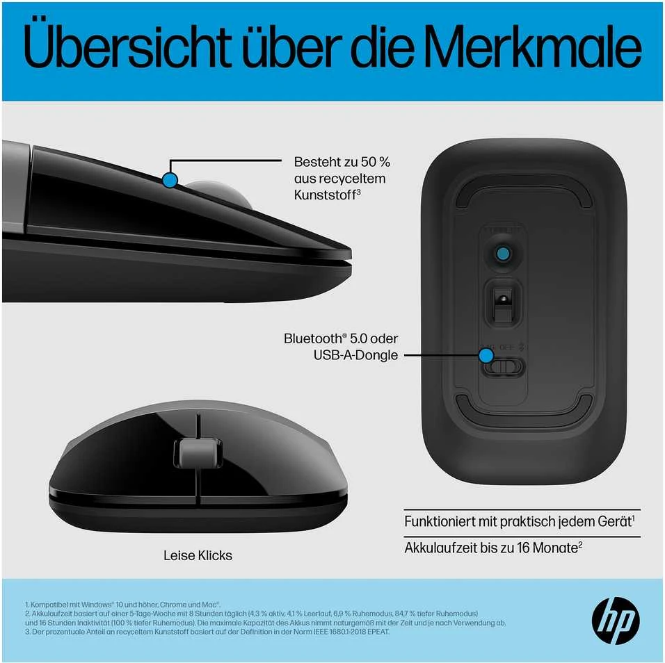 Hewlett Packard (HP) HP Z3700 dviguba sidabrininė pelė