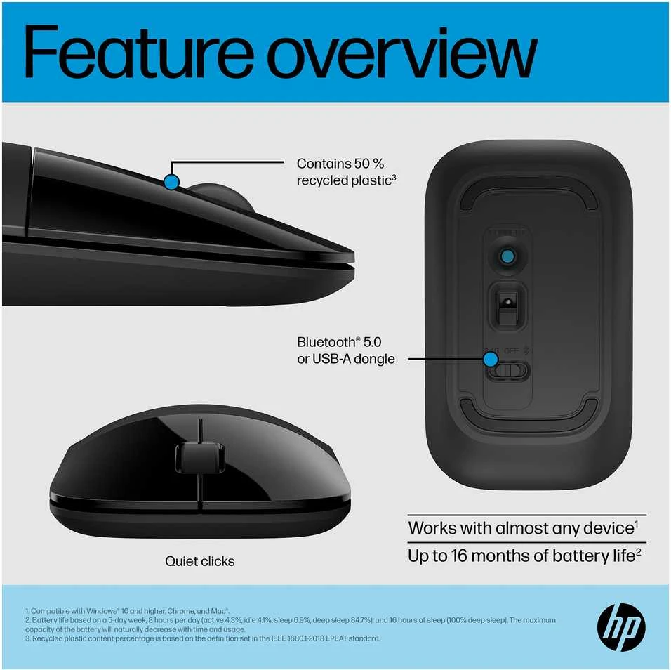 Hewlett Packard (HP) Kompiuterio Pelė - HP Z3700 1600 DPI Juoda