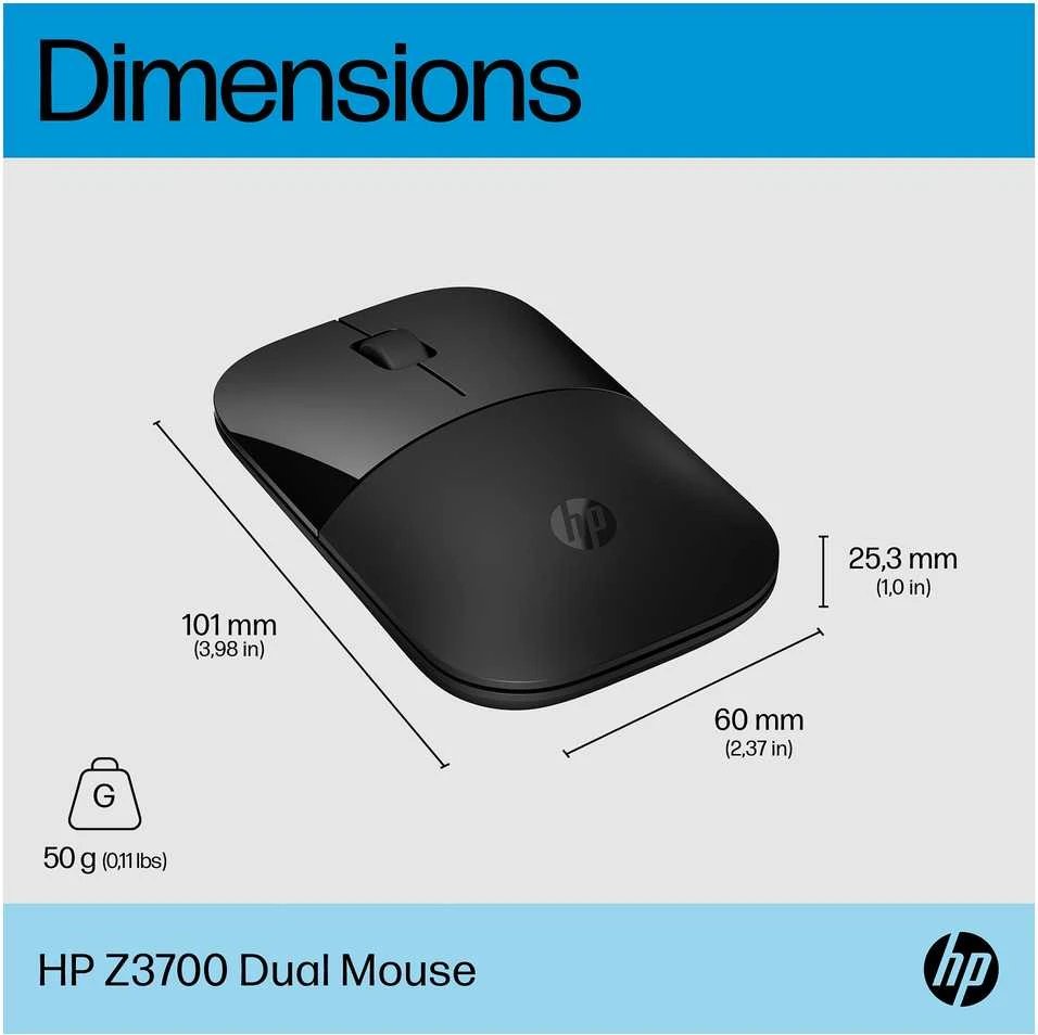 Hewlett Packard (HP) Kompiuterio Pelė - HP Z3700 1600 DPI Juoda