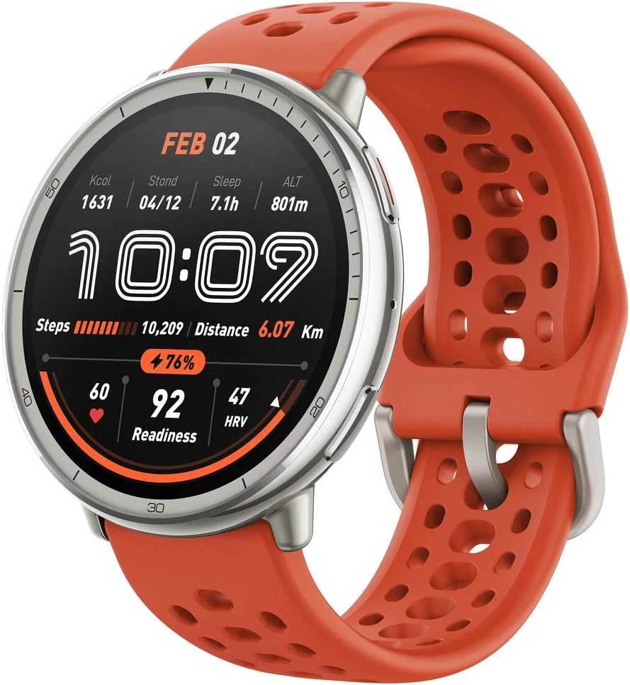 Išmanusis laikrodis - Amazfit Active 2, Sidabrinės spalvos korpusas su juodos spalvos odiniu diželiu