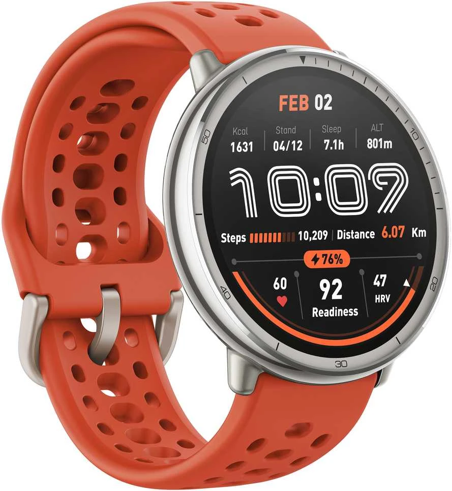 Išmanusis laikrodis - Amazfit Active 2, Sidabrinės spalvos korpusas su juodos spalvos odiniu diželiu