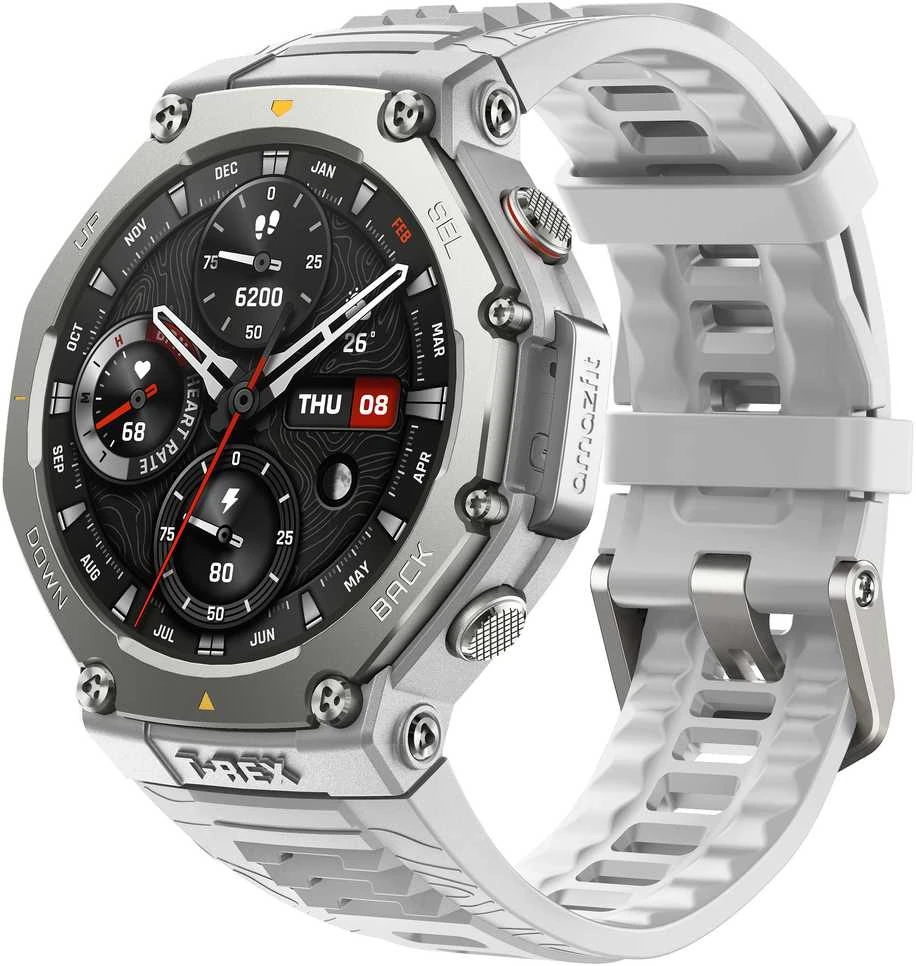 Išmanusis laikrodis Amazfit T-Rex 3, Nerudijančio plieno korpusas su pilkos spalvos silikoniniu dirželiu
