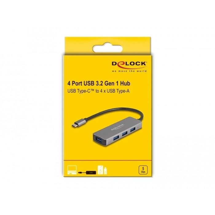 Delock USB-C 4 prievadų šakotuvas originalioje pakuotėje