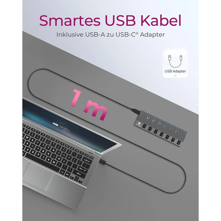 Icy Box RaidSonic ICYBOX IB-HUB1701-C3 7 prievadų šakotuvas su USB 3.0 Type-C ir Type-A sąsaja bei BC 1.2 palaikymu