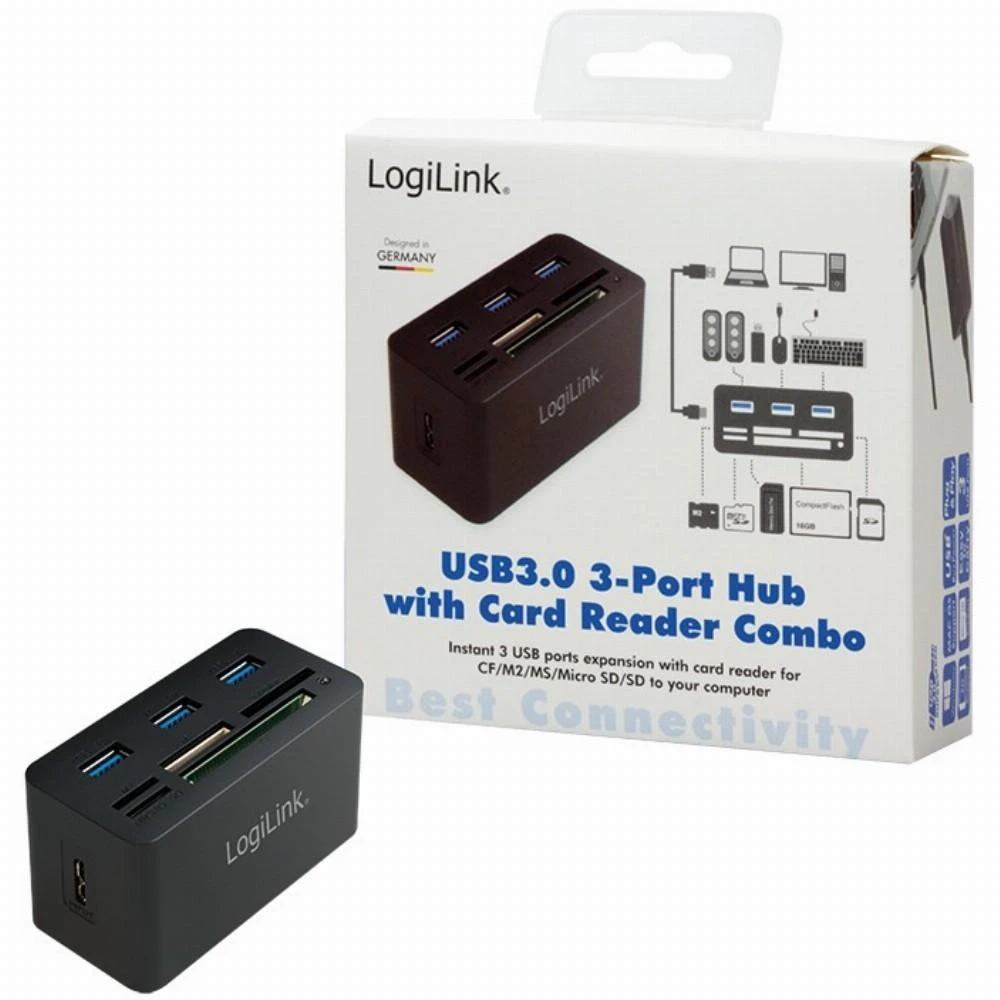 LOGILINK CR0042 LOGILINK – USB 3.0 šakotuvas su „viskas viename“ kortelių skaitytuvu
