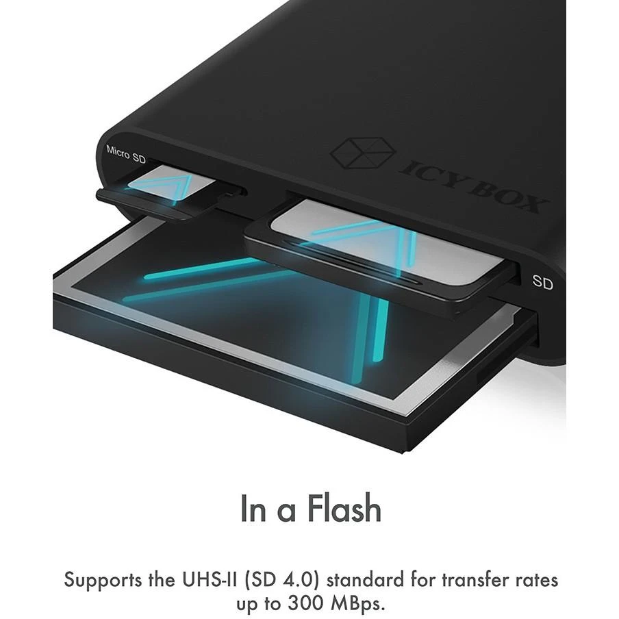 ICYBOX IB-CR301-U3 Icy Box Išorinis kortelių skaitytuvas USB 3.0, CF, SD, Micro SD
