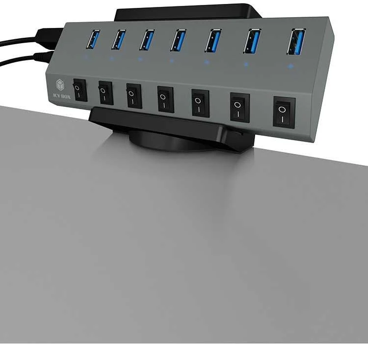 Icy Box Raidsonic IB-MSA106-HH stalo gnybtas stebulėms ir lizdų juostelėms, Juodas