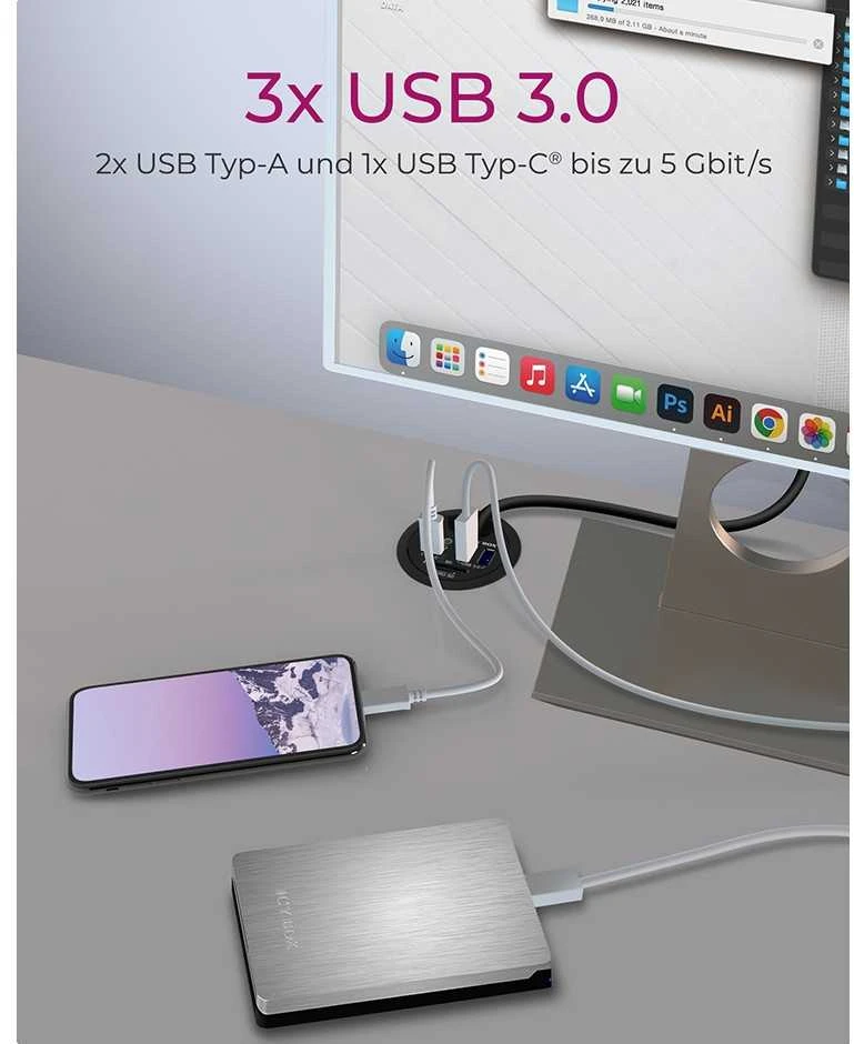 ICYBOX IB-HUB1404A Icy Box Desk Hub 2x USB 3.0, 1x USB 3.0 Type-C, garso įvestis / išvestis, SD skaitytuvas