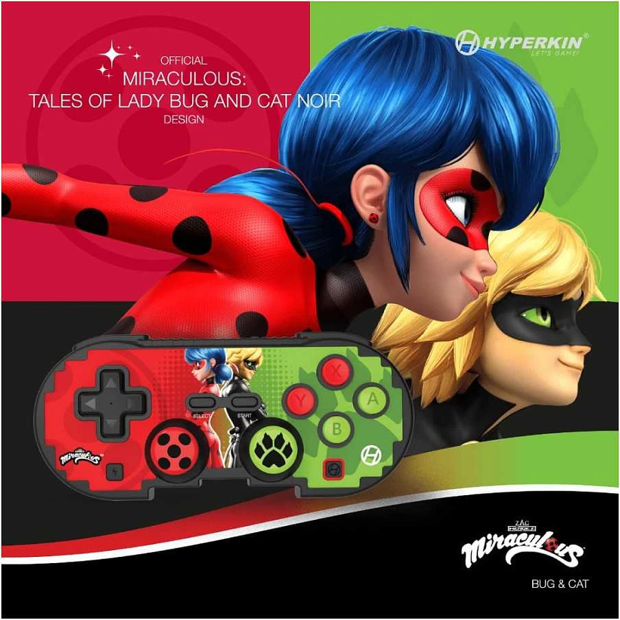 Carruzzo Hyperkin Pixel Art Žalia, Raudona „Bluetooth“ Žaidimų pultelis Nintendo Switch, Nintendo Switch Lite, „Nintendo Switch“ OLED