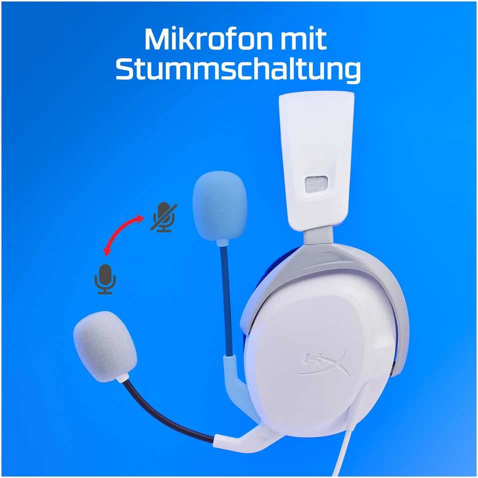 HyperX Cloud Stinger 2 žaidimams skirtos ausinės su laidu, skirtos PS4/PS5 konsolėms, Baltos