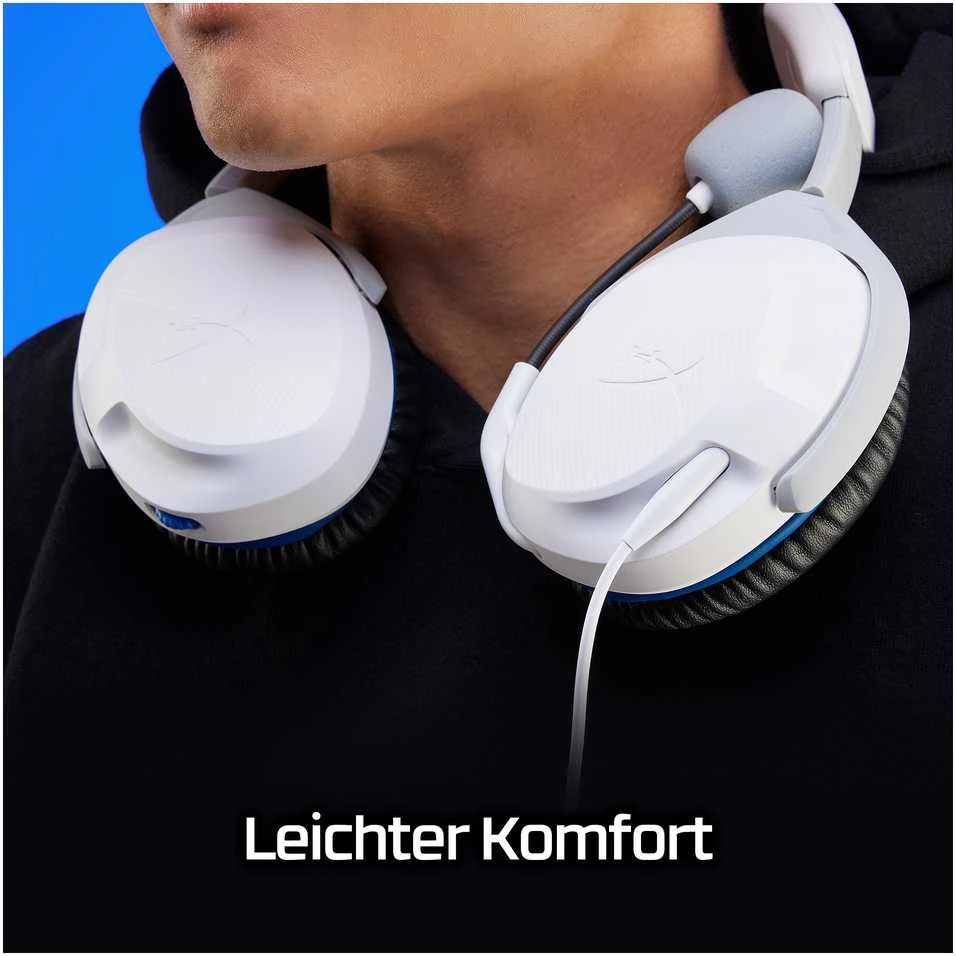 HyperX Cloud Stinger 2 žaidimams skirtos ausinės su laidu, skirtos PS4/PS5 konsolėms, Baltos