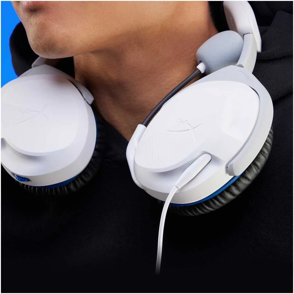 HyperX Cloud Stinger 2 žaidimams skirtos ausinės su laidu, skirtos PS4/PS5 konsolėms, Baltos
