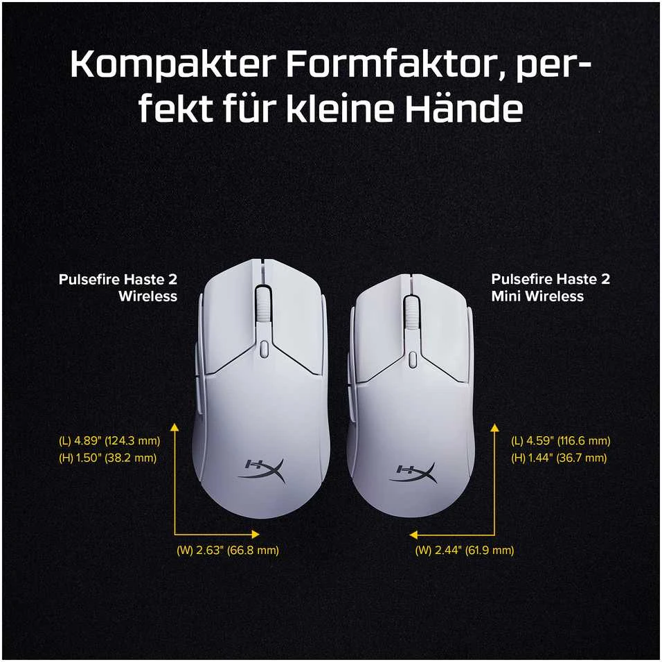 Hewlett Packard (HP) HP HyperX Pulsefire Haste 2 Mini Wireless Baltas Pelė žaidimams