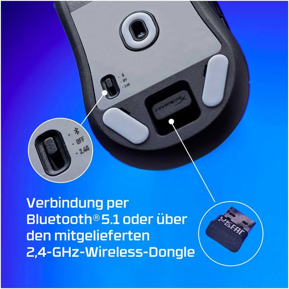 Hewlett Packard (HP) HP HyperX Pulsefire Haste 2 Mini Wireless Juodas Pelė žaidimams