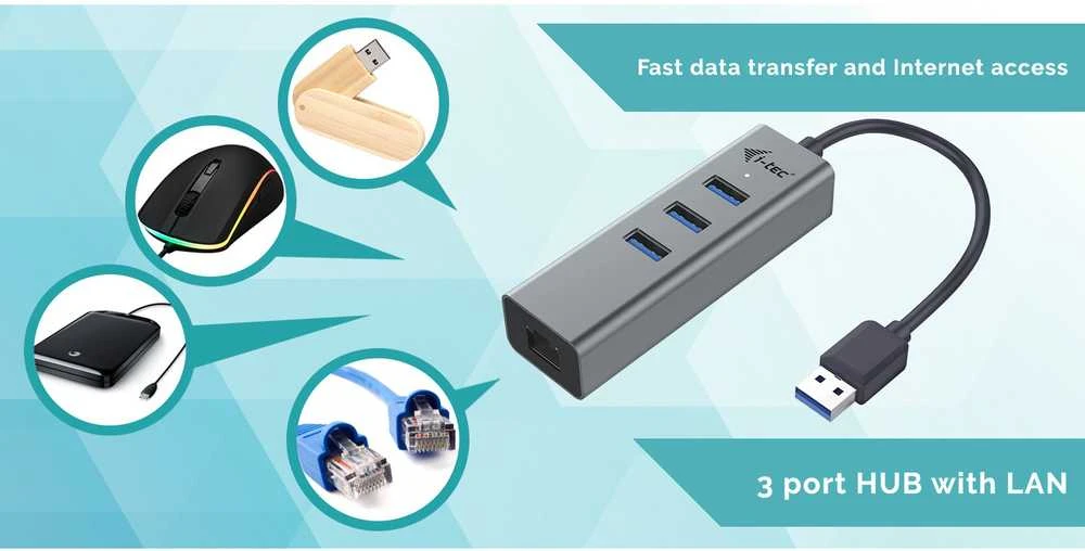 I-tec Metal U3METALG3HUB sąsajos šakotuvas USB 3.2 Gen 1 (3.1 Gen 1) Type-A 5000 Mbit/ai Pilka