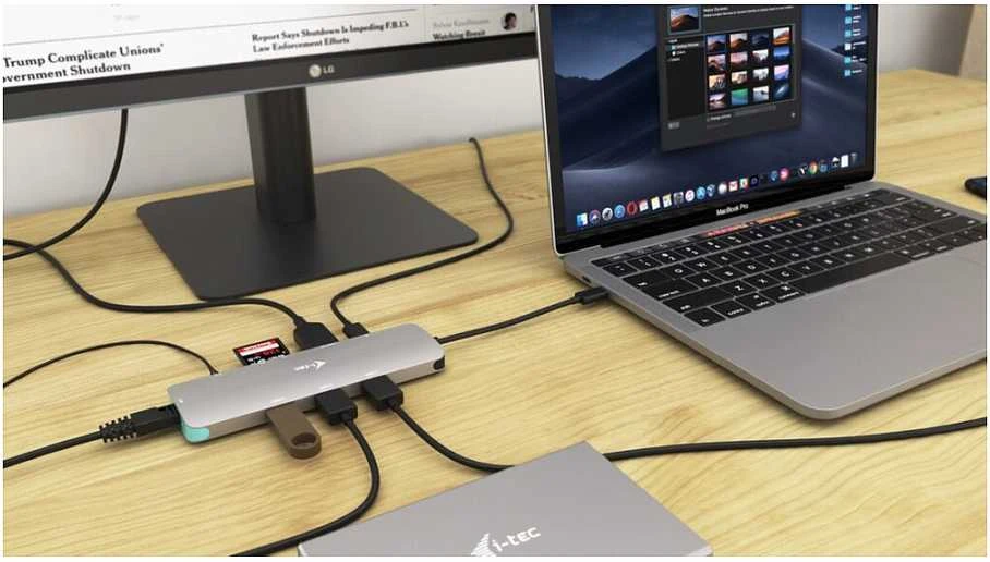 I-TEC USB C metalinis nano dokas 1xHDMI 4K 1xSD + 1xmicroSD kortelių skaitytuvas 1xGLAN 1xgarsas 3x USB 3.0 prievadas 1x USB-C PD + įkroviklis 100W