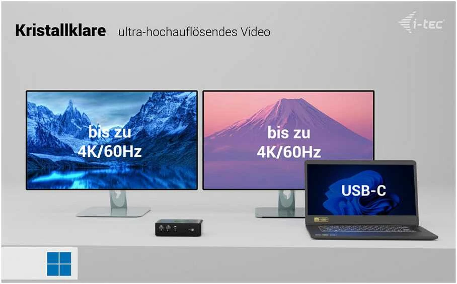 „I-tec Thunderbolt 5 Quattro“ ekrano dokas, 2x HDMI, 2x TB5 (iki 120 Gbps, 30 W), 5x USB (10 Gbps, BC 1.2), 2,5 colio garso išvesties kortelė, maitinimo šaltinis 140 W (TB5 kabelis, 1 m)