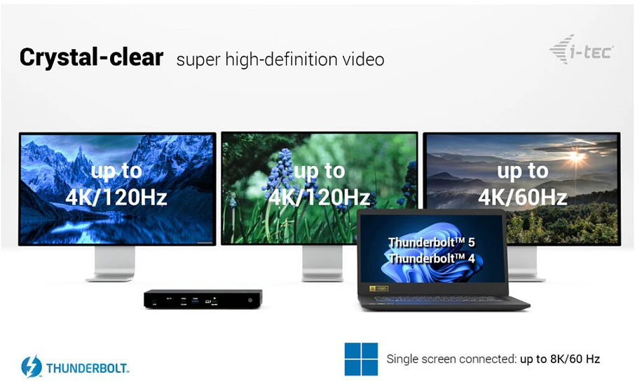 „I-tec Thunderbolt4 Triple Screen“ doko maitinimo šaltinis 96 W