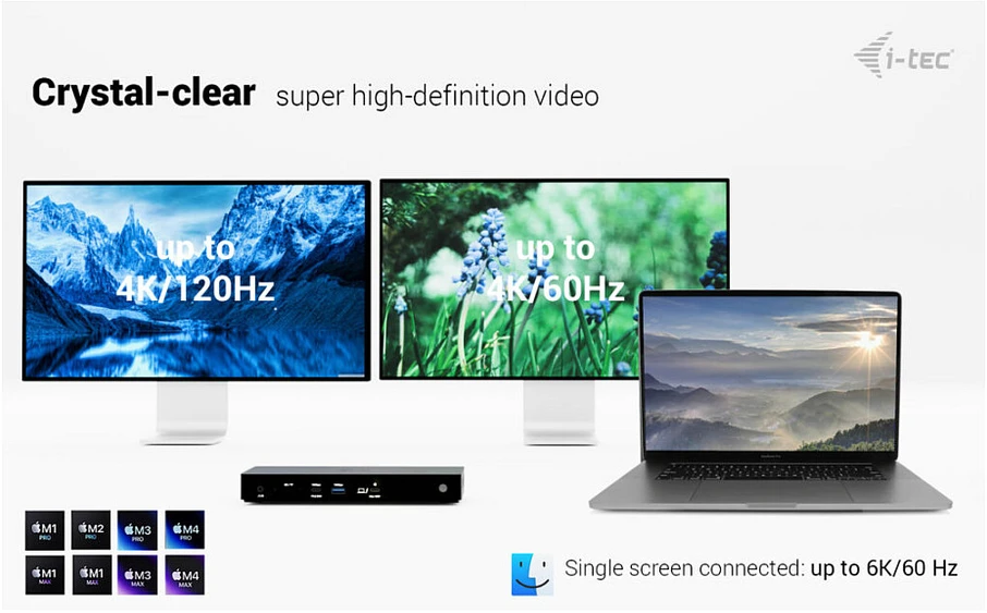 „I-tec Thunderbolt4 Triple Screen“ doko maitinimo šaltinis 96 W