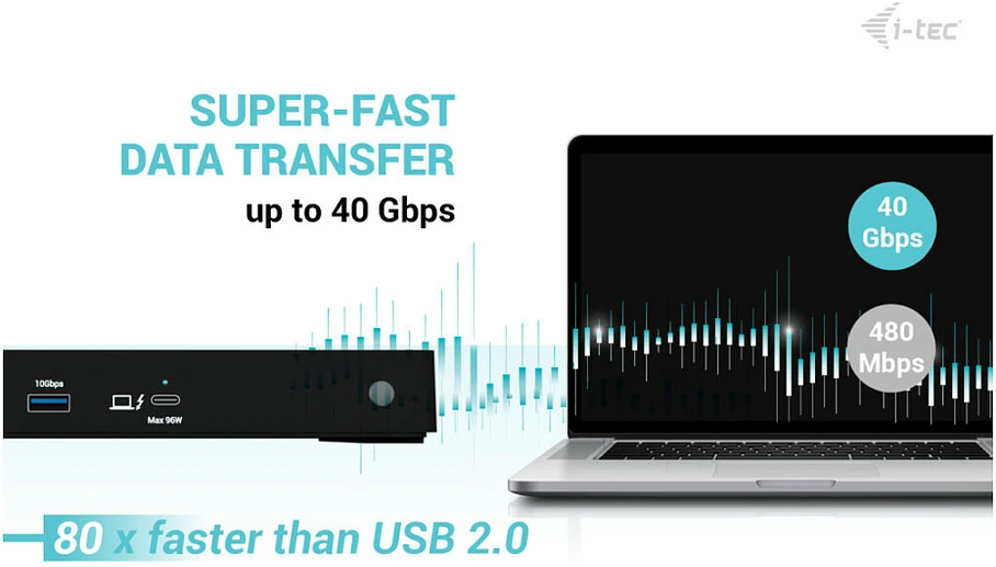 „I-tec Thunderbolt4 Triple Screen“ doko maitinimo šaltinis 96 W