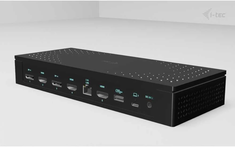 I-tec Universal 5x 4K/60Hz Ekrano prijungimo stotis 2xDP 3xHDMI LAN 2,5Gbps Garsas 2x USB-C maitinimo tiekimas 100W
