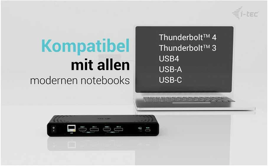 I-TEC universali dviguba 4K Ekrano prijungimo stotelė PD 85W + USB-C įkroviklis 100W