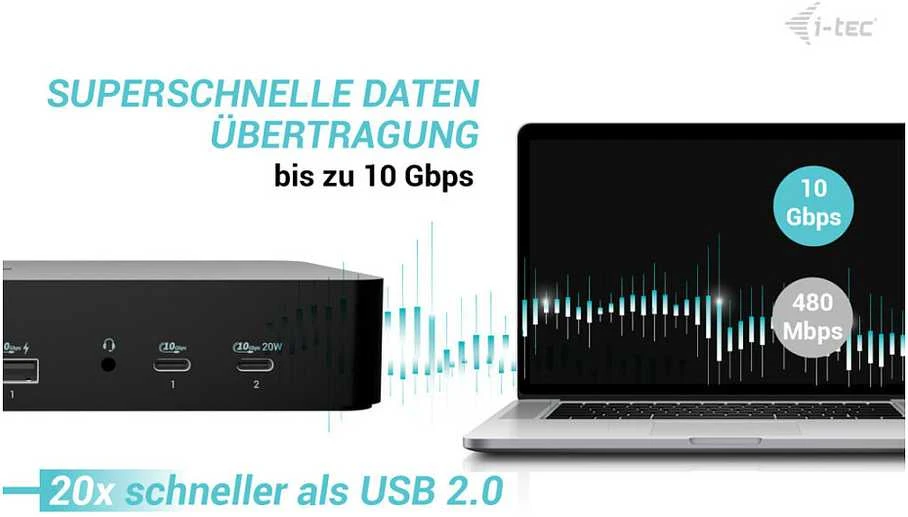 I-tec Universal Intelligent Dual Ekranas Dock PD100W