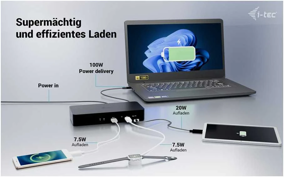 I-tec Universal Intelligent Dual Ekranas Dock PD100W