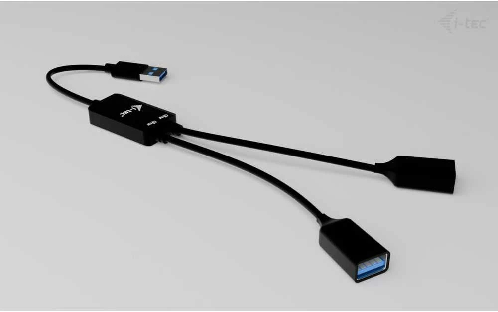 I-tec USB-A kabelio šakotuvas, 2 prievadų (2x USB-A), iki 5 Gbps, lankstus kabelio šakotuvas, 40 g