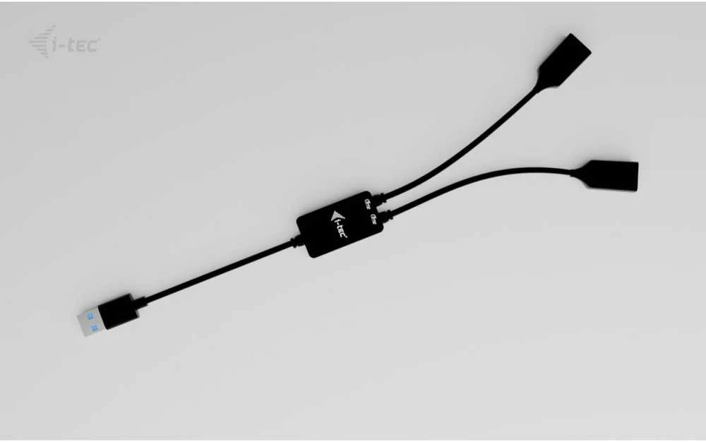I-tec USB-A kabelio šakotuvas, 2 prievadų (2x USB-A), iki 5 Gbps, lankstus kabelio šakotuvas, 40 g
