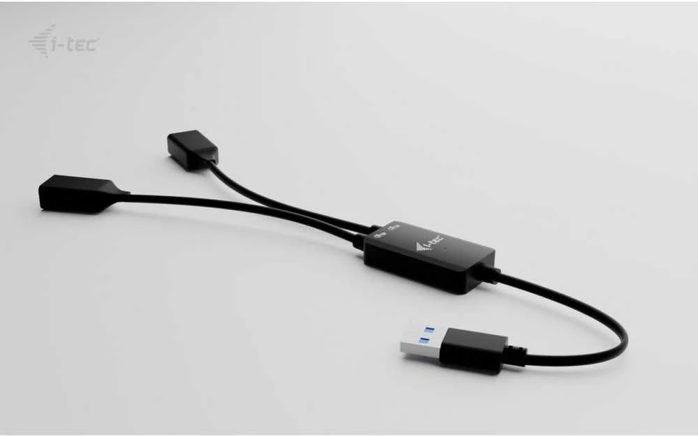 I-tec USB-A kabelio šakotuvas, 2 prievadų (2x USB-A), iki 5 Gbps, lankstus kabelio šakotuvas, 40 g
