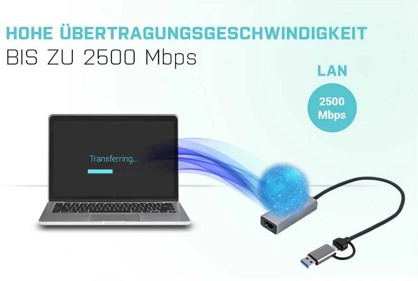 I-TEC USB-C metalinis 2,5 Gbps Ethernet adapteris 1x USB-C į RJ-45 LED suderinamas su Thunderbolt 3