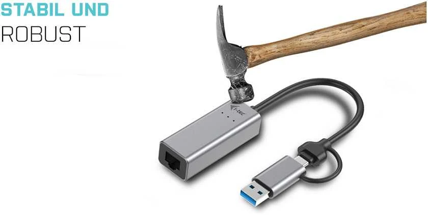 I-TEC USB-C metalinis 2,5 Gbps Ethernet adapteris 1x USB-C į RJ-45 LED suderinamas su Thunderbolt 3