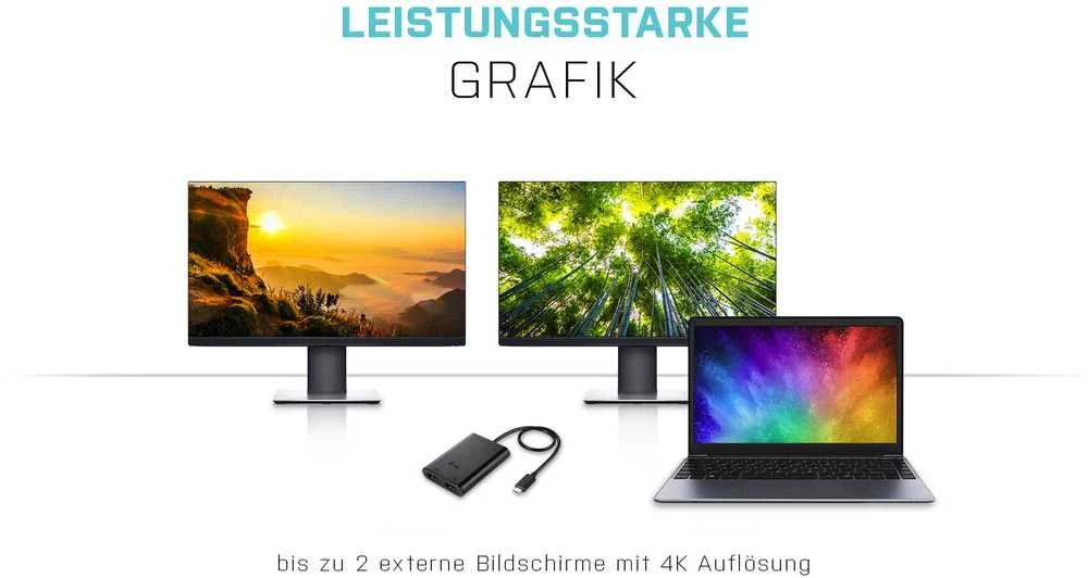 I-TEC USB C prie dviejų HDMI prievadų vaizdo adapteris 2x HDMI prievadas 4K Ultra HD suderinamas su Thunderbolt 3