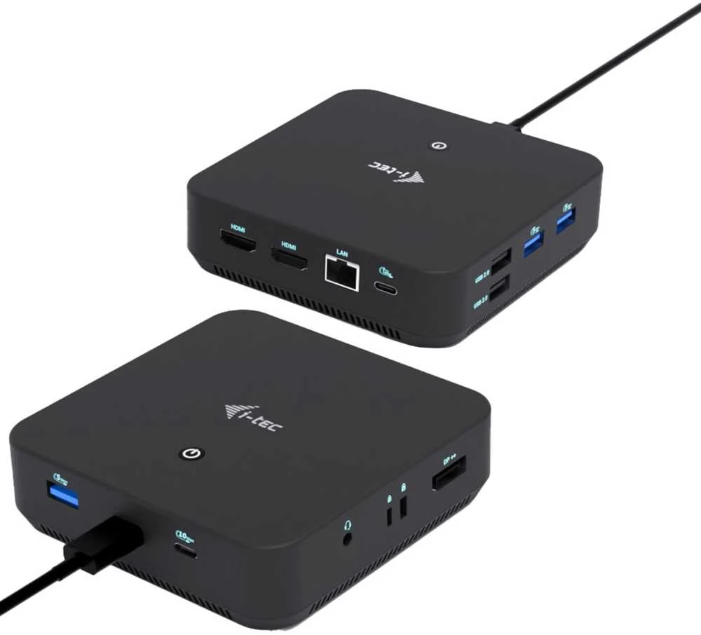 „I-tec USB-C DP“ dvigubas HDMI, 2xHDMI, 4K 60Hz, 1x USB-C (10Gbps), 5x USB-A (3x5Gbps), maitinimo šaltinis, 100 W LAN, garsas