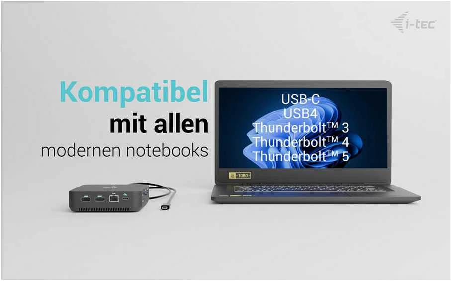 I-tec USB-C DP Dvigubas HDMI2xHDMI 4K 60Hz 1x USB-C (10Gbps) 5x USB-A (3x5Gbps) Maitinimo tiekimas 100W LAN Garsas + universalus įkrovimas 100W