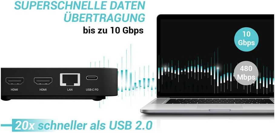 I-tec USB-C DP Dvigubas HDMI2xHDMI 4K 60Hz 1x USB-C (10Gbps) 5x USB-A (3x5Gbps) Maitinimo tiekimas 100W LAN Garsas + universalus įkrovimas 100W