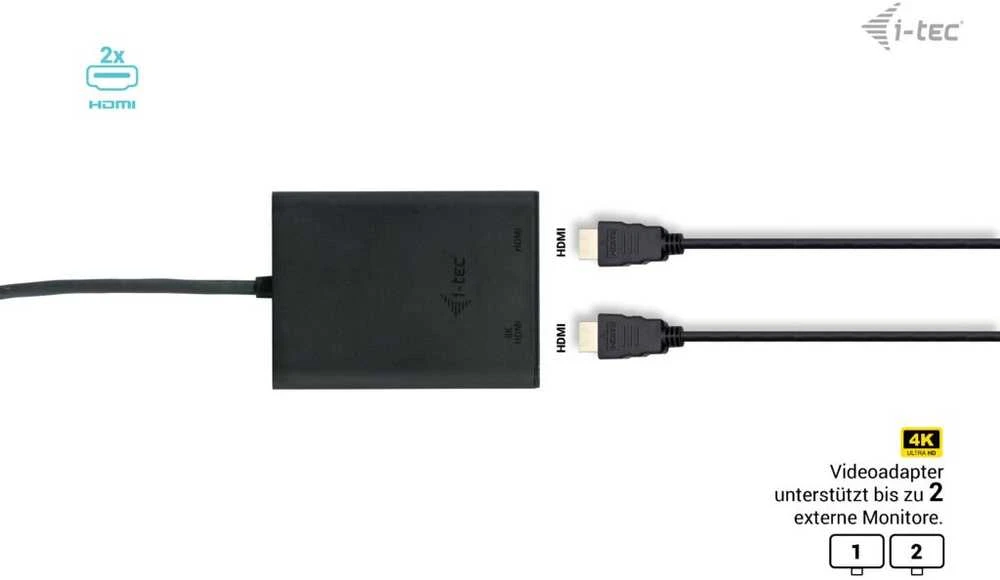 I-tec USB-C Dual 4K/60Hz (vienas 8K/30Hz) HDMI vaizdo adapteris