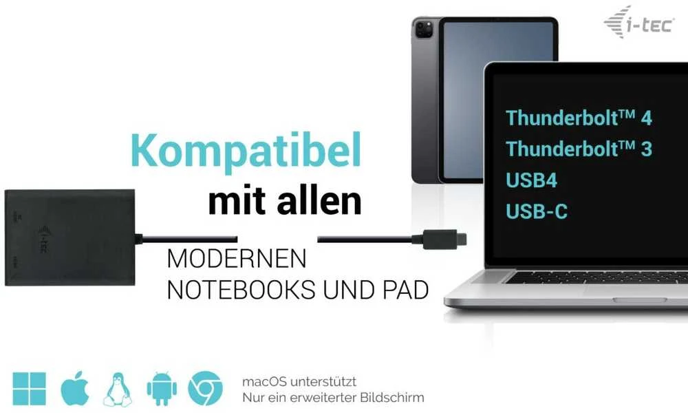 I-tec USB-C Dual 4K/60Hz (vienas 8K/30Hz) HDMI vaizdo adapteris