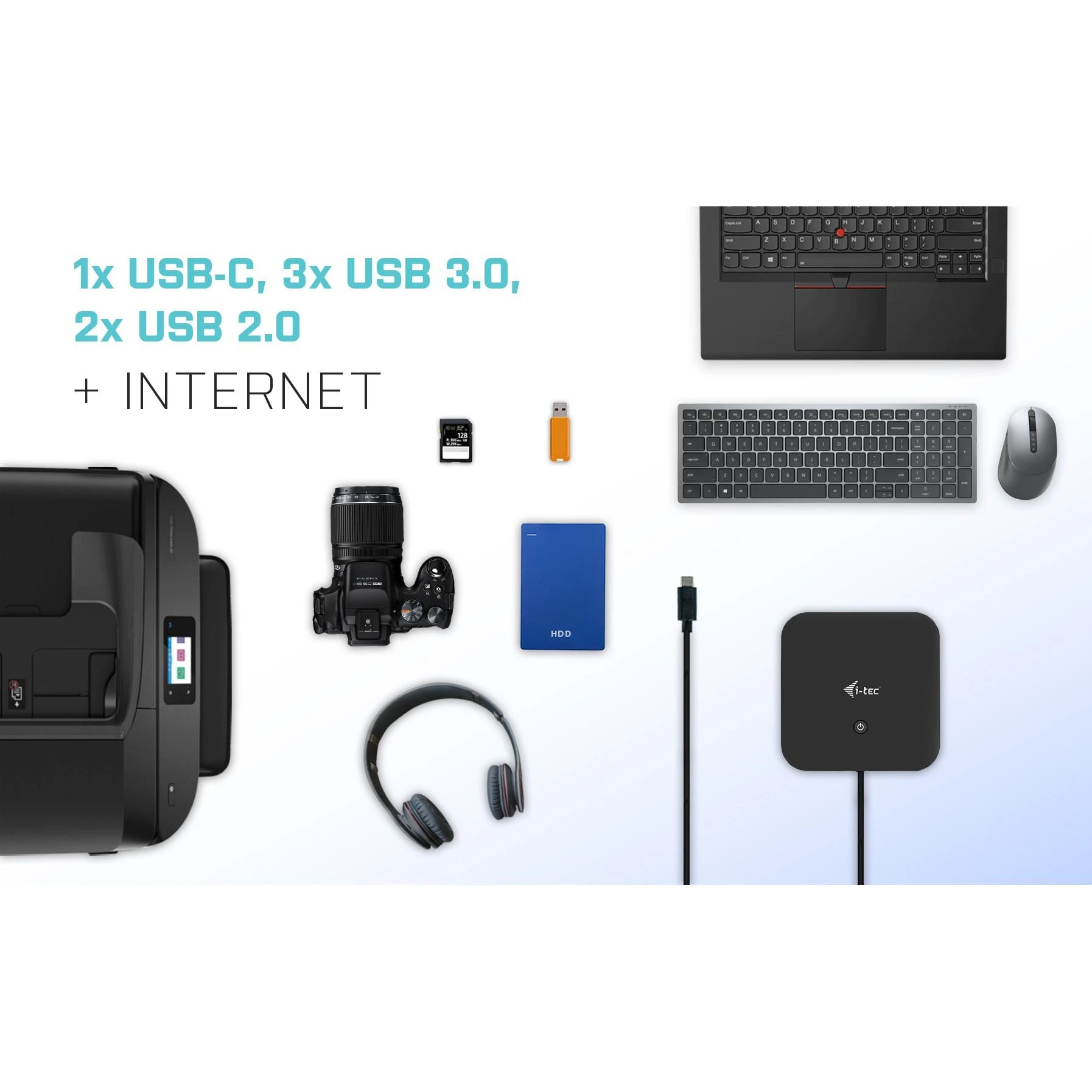 I-TEC USB-C Dviguba Ekrano MST prijungimo stotis 2x DP 1x GLAN 3x USB 3.1 2x USB 2.0 1x USB-C-Data 1x Audio / Mic Jack be maitinimo adapterio