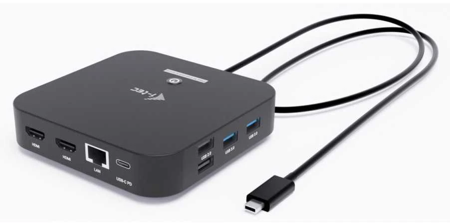 „I-tec USB-C“ dvigubas HDMI 2xHDMI 4K 60Hz 2x USB-C (10Gbps+5Gbps) 4x USB-A (2x5Gbps) Maitinimo tiekimas 100W LAN Garsas + universalus įkrovimas 100W