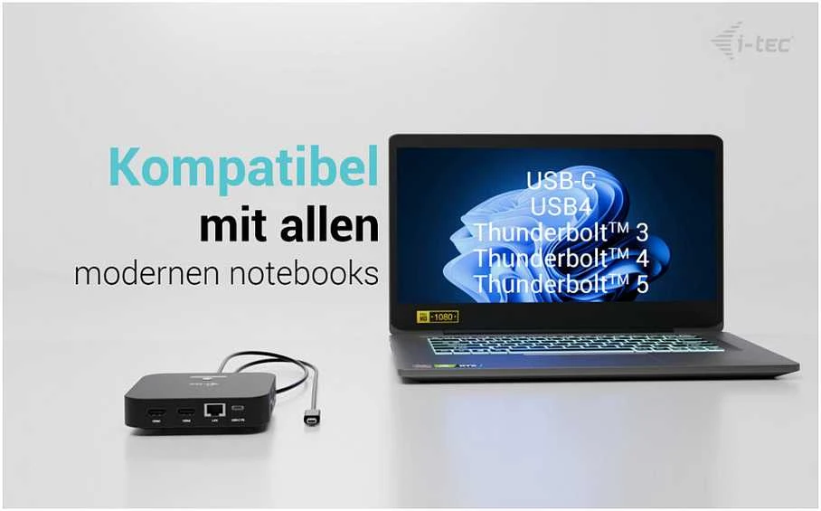 „I-tec USB-C“ dvigubas HDMI 2xHDMI 4K 60Hz 2x USB-C (10Gbps+5Gbps) 4x USB-A (2x5Gbps) Maitinimo tiekimas 100W LAN Garsas + universalus įkrovimas 100W
