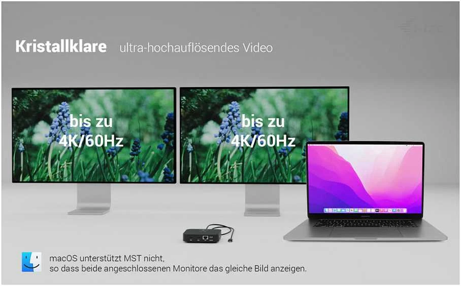 „I-tec USB-C“ dvigubas HDMI 2xHDMI 4K 60Hz 2x USB-C (10Gbps+5Gbps) 4x USB-A (2x5Gbps) Maitinimo tiekimas 100W LAN Garsas + universalus įkrovimas 100W