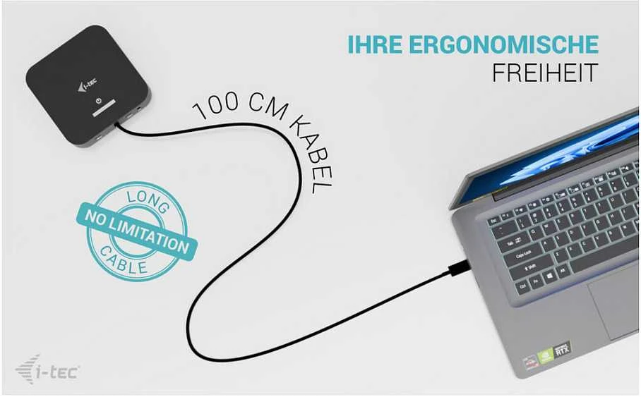 „I-tec USB-C“ dvigubas HDMI 2xHDMI 4K 60Hz 2x USB-C (10Gbps+5Gbps) 4x USB-A (2x5Gbps) Maitinimo tiekimas 100W LAN Garsas + universalus įkrovimas 100W