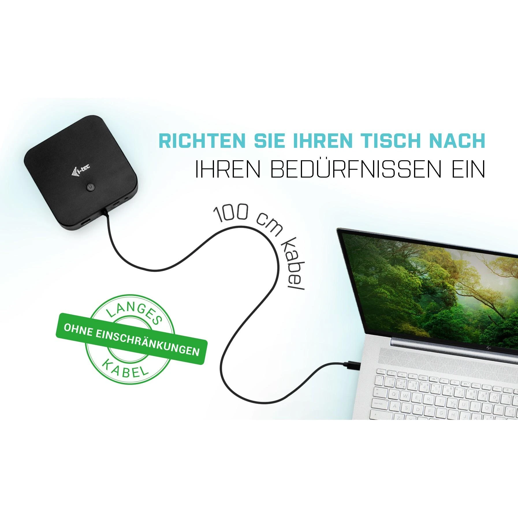 I-TEC USB-C Dual Ekranas MST DS 1xDP 1xHDMI 1xGLAN 3xUSB 3.0 2x USB 2.0 1xUSB-C-Datei 1xGarso / mikrofono lizdas 1x100W USB-C PD