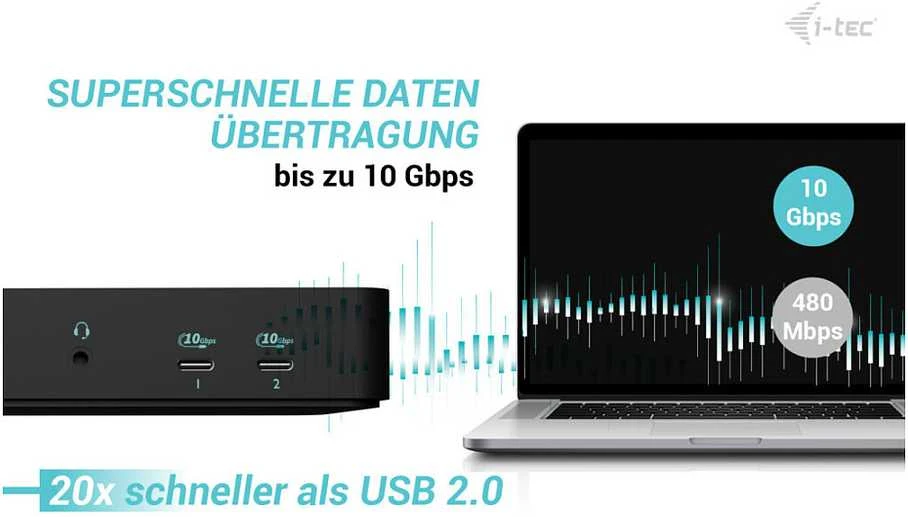 I-tec USB-C Intelligent Triple Ekranas Dock PD100W