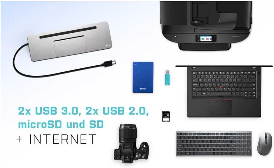 I-TEC USB-C Metal 4K 3xDisplay DS 1xHDMI1xVGA1xDP 1xSD+1xmicroSD CR 1xGLAN 1x3.5mm Garsas 2xUSB 3.0 2xUSB 2.0 1xUSB-C PD+ įkroviklis 100W