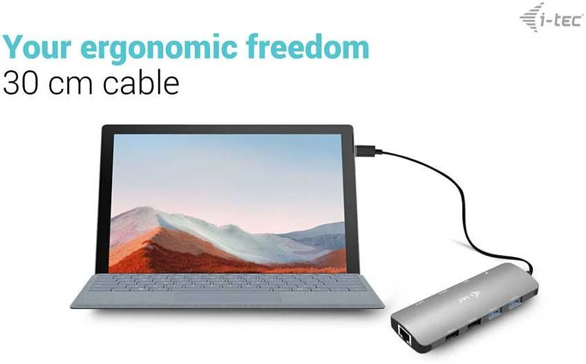 I-TEC USB-C metalinis nano dokas 2 x HDMI 1 x GLAN 2 x USB 3.2 2 x USB 2.0 1 x USB-C 3.2 Gen.1 duomenys 1 x USB-C 100 W PD + 100 W įkroviklis