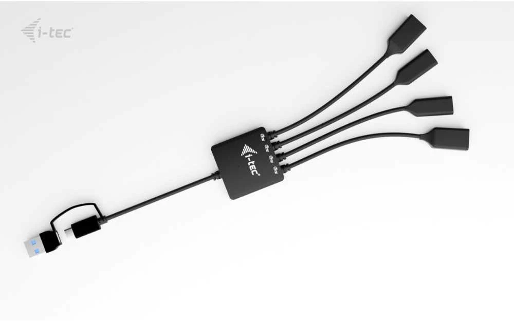I-tec USB-C/USB-A kabelio šakotuvas, 4 prievadų (2x USB-C, 2x USB-A), iki 5 Gbps, lankstus kabelio šakotuvas, 60 g